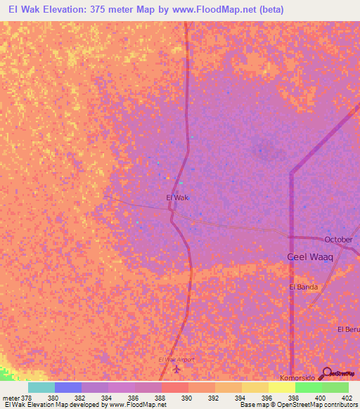 El Wak,Kenya Elevation Map