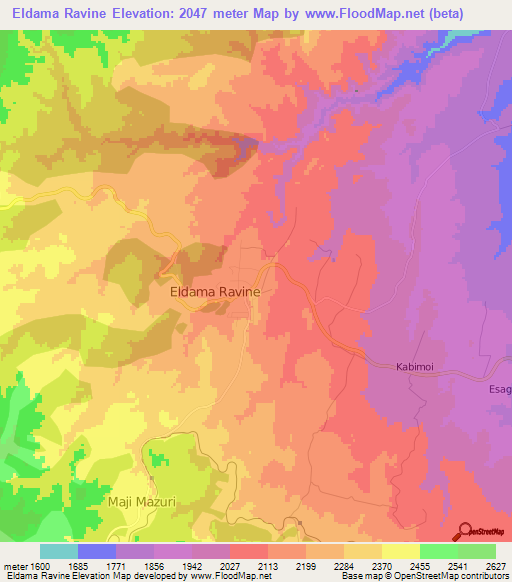 Eldama Ravine,Kenya Elevation Map
