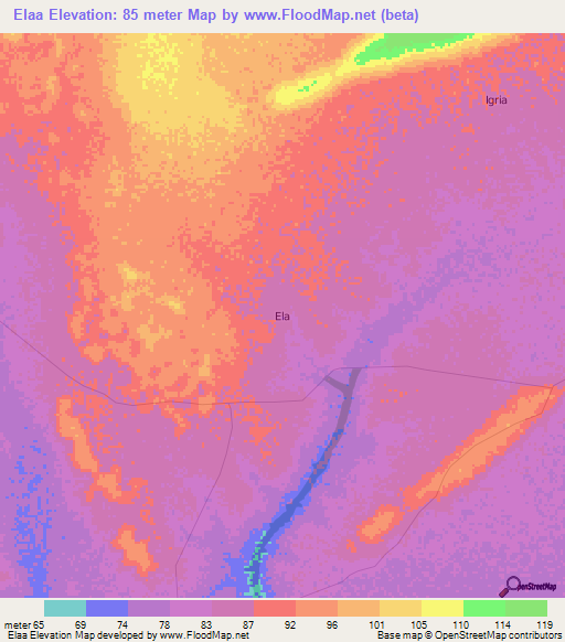 Elaa,Kenya Elevation Map