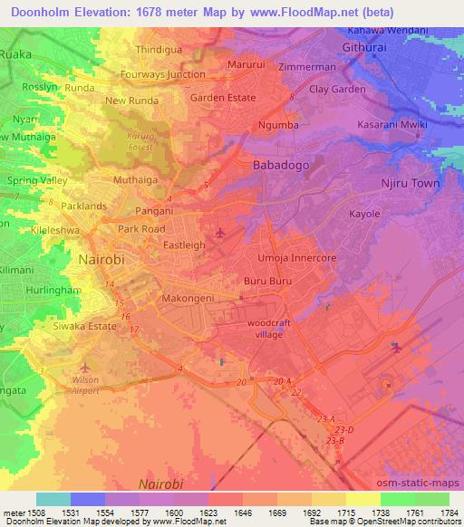 Doonholm,Kenya Elevation Map