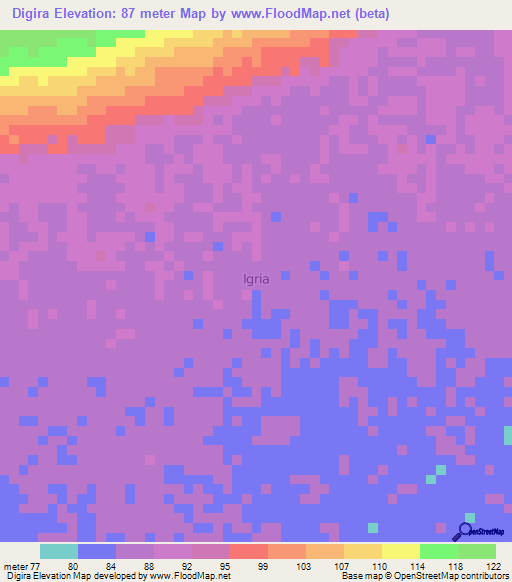 Digira,Kenya Elevation Map
