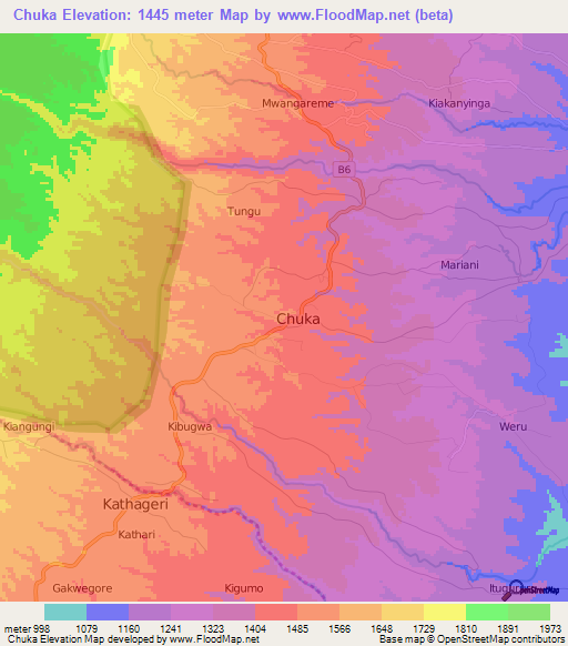 Chuka,Kenya Elevation Map