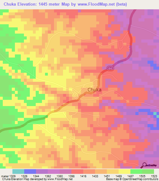 Chuka,Kenya Elevation Map