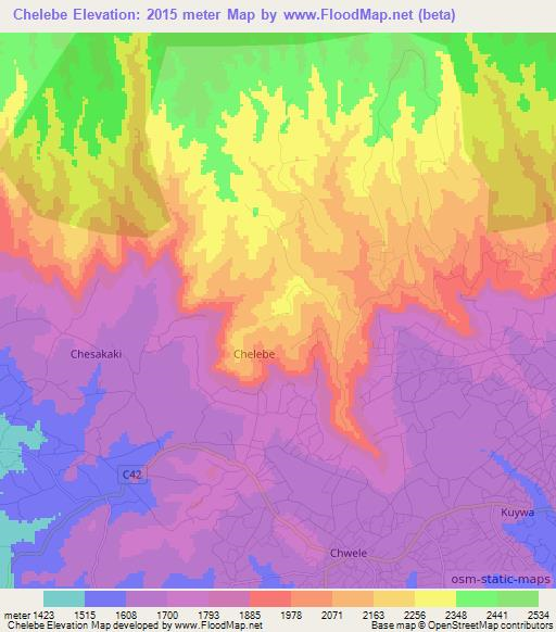 Chelebe,Kenya Elevation Map