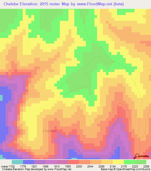 Chelebe,Kenya Elevation Map