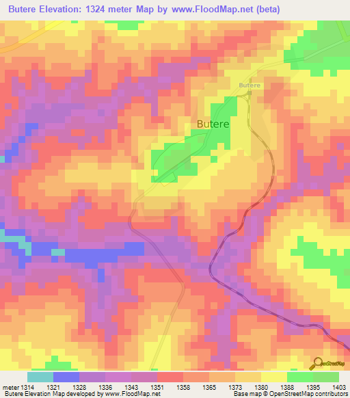 Butere,Kenya Elevation Map
