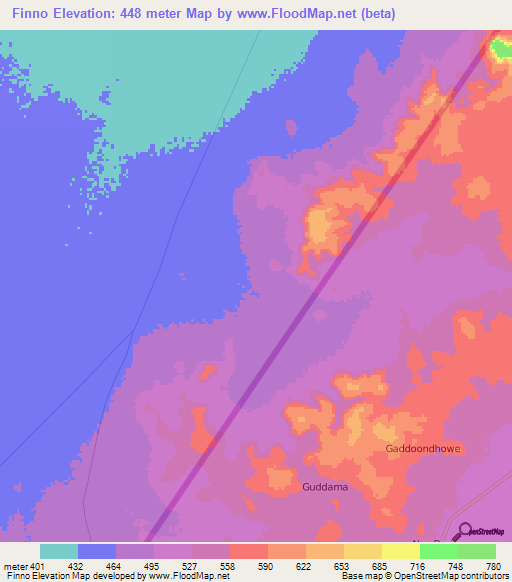 Finno,Kenya Elevation Map