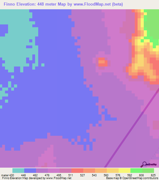 Finno,Kenya Elevation Map
