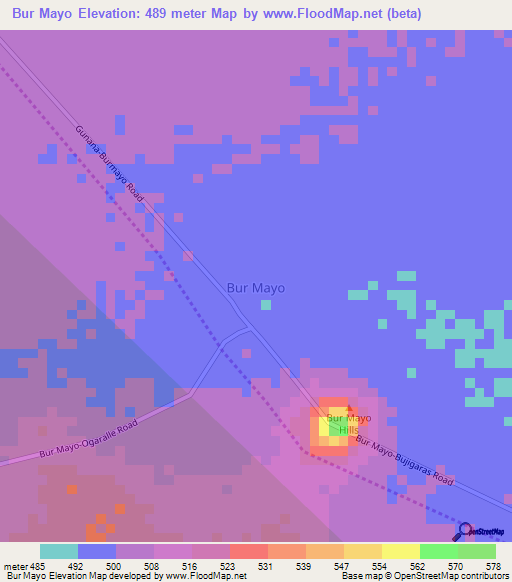 Bur Mayo,Kenya Elevation Map