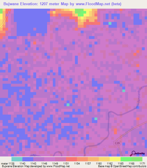 Bujwane,Kenya Elevation Map