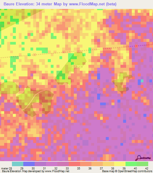Baure,Kenya Elevation Map
