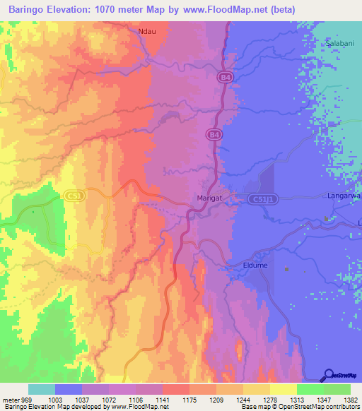 Baringo,Kenya Elevation Map