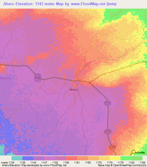 Ahero,Kenya Elevation Map