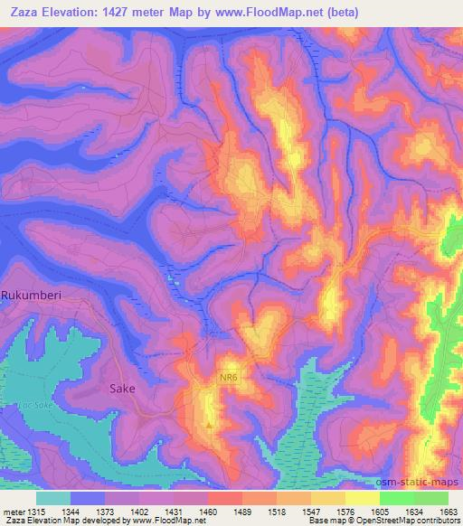 Zaza,Rwanda Elevation Map