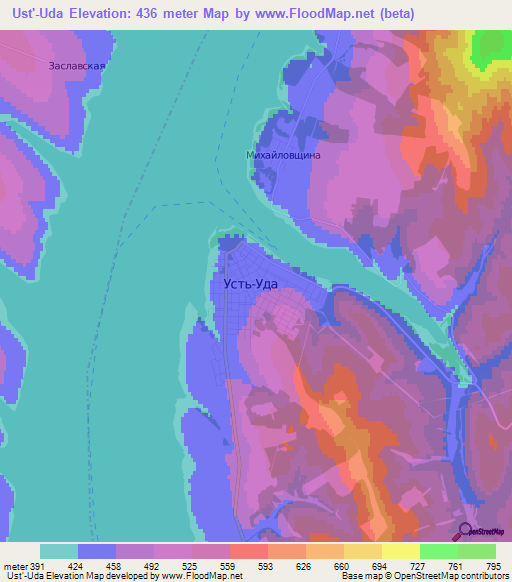 Ust'-Uda,Russia Elevation Map