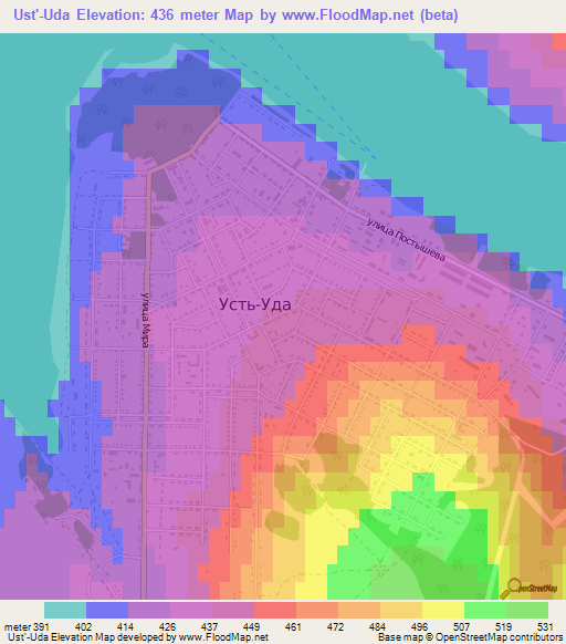 Ust'-Uda,Russia Elevation Map