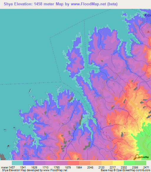 Shya,Rwanda Elevation Map