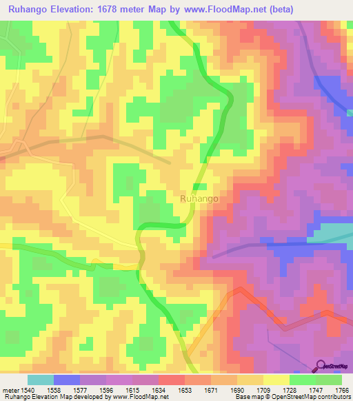 Ruhango,Rwanda Elevation Map