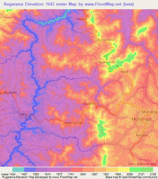 Rugarama,Rwanda Elevation Map