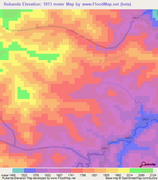 Rubanda,Rwanda Elevation Map