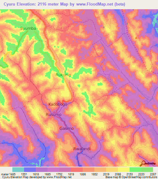 Cyuru,Rwanda Elevation Map