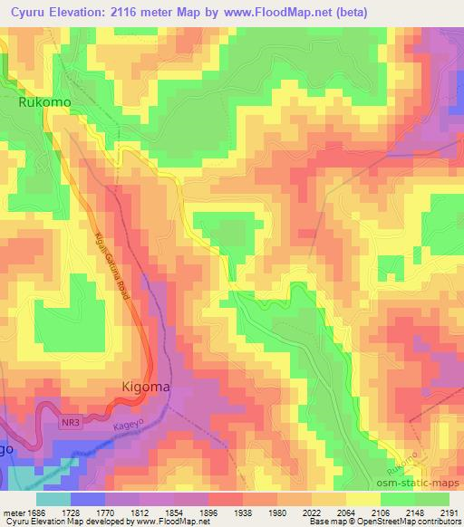 Cyuru,Rwanda Elevation Map