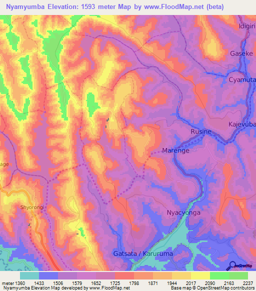 Nyamyumba,Rwanda Elevation Map