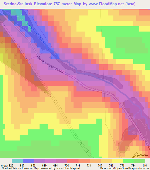 Sredne-Stalinsk,Russia Elevation Map