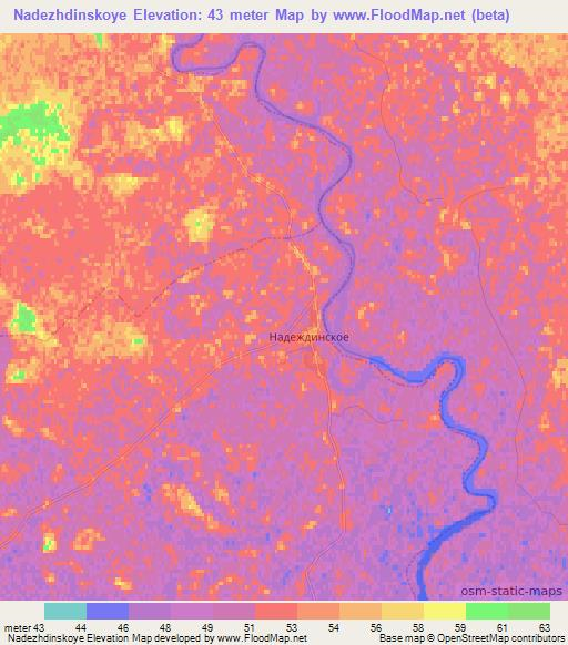 Nadezhdinskoye,Russia Elevation Map