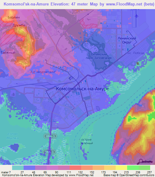 Komsomol'sk-na-Amure,Russia Elevation Map