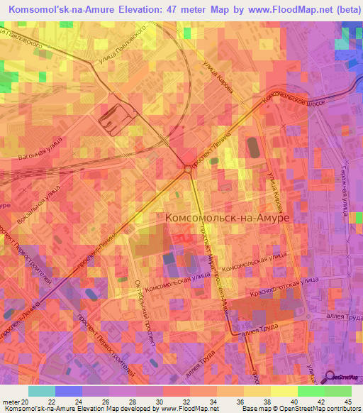 Komsomol'sk-na-Amure,Russia Elevation Map