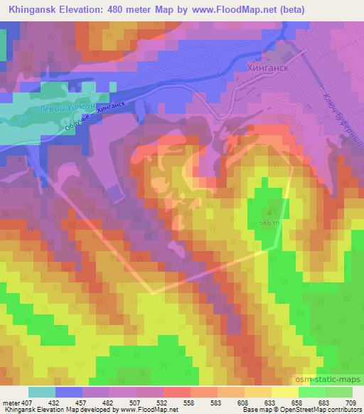 Khingansk,Russia Elevation Map