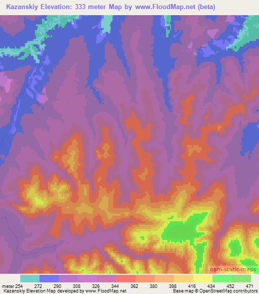 Kazanskiy,Russia Elevation Map
