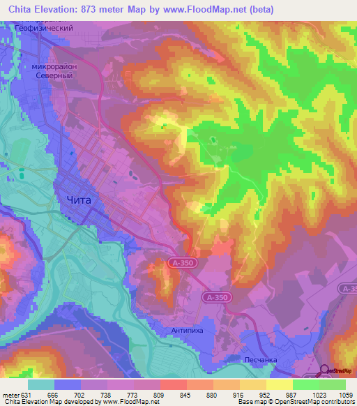 Chita,Russia Elevation Map