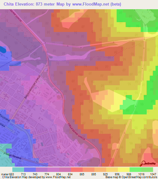 Chita,Russia Elevation Map