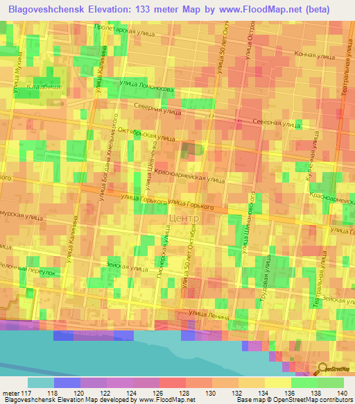 Blagoveshchensk,Russia Elevation Map
