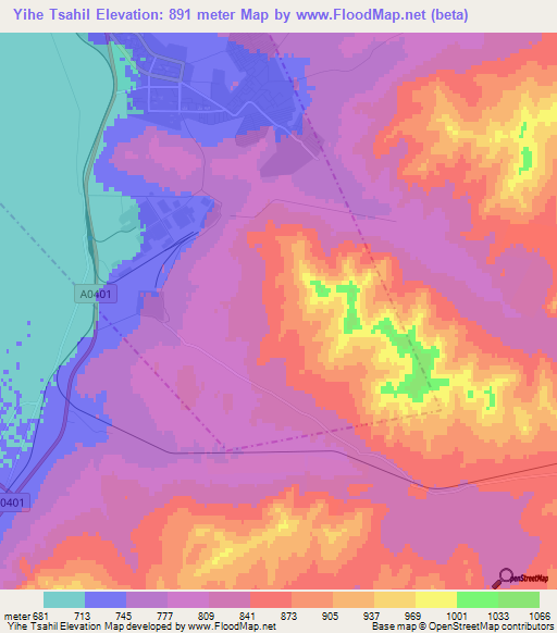 Yihe Tsahil,Mongolia Elevation Map