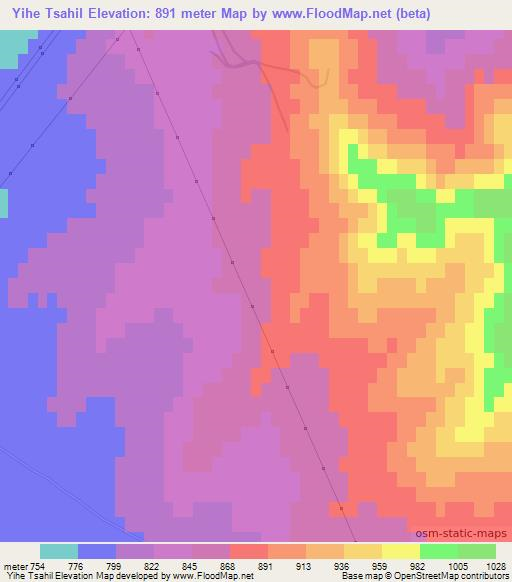Yihe Tsahil,Mongolia Elevation Map