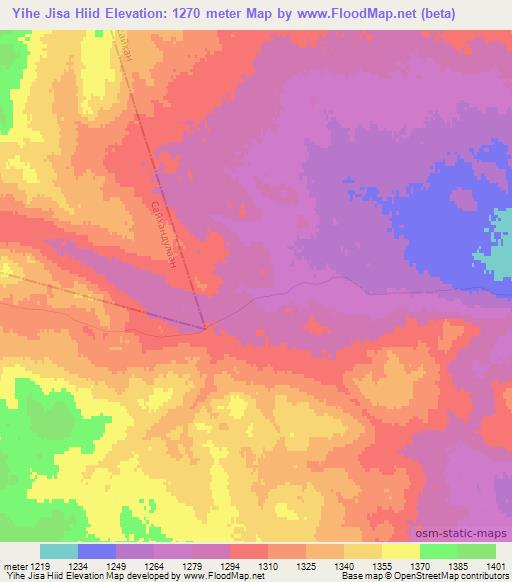 Yihe Jisa Hiid,Mongolia Elevation Map
