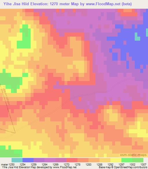 Yihe Jisa Hiid,Mongolia Elevation Map