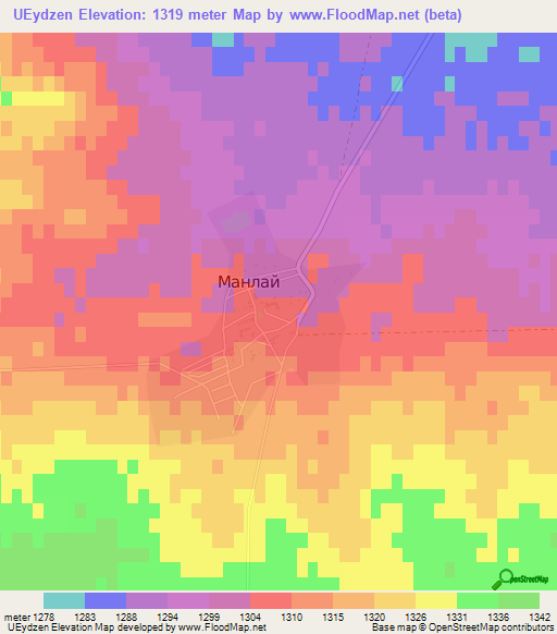 UEydzen,Mongolia Elevation Map