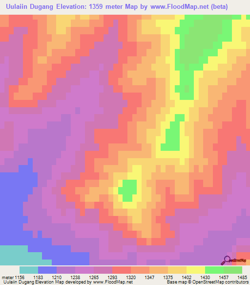 Uulaiin Dugang,Mongolia Elevation Map