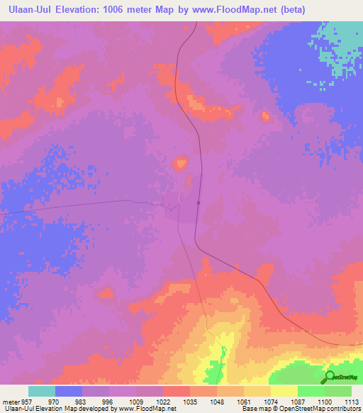 Ulaan-Uul,Mongolia Elevation Map
