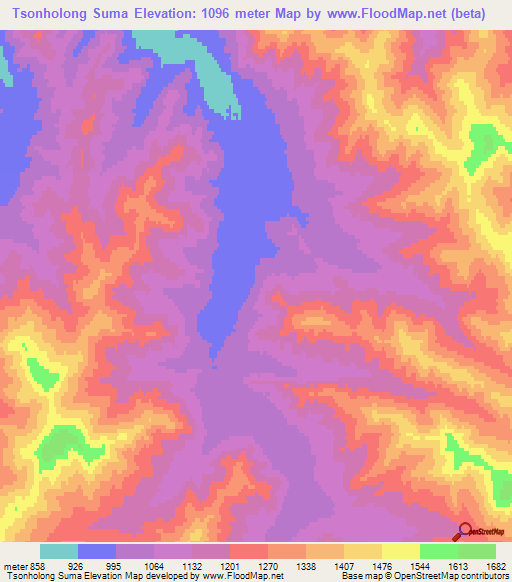 Tsonholong Suma,Mongolia Elevation Map