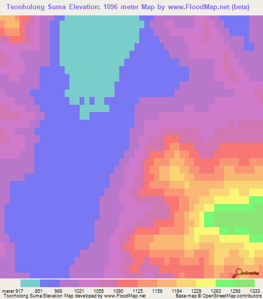 Tsonholong Suma,Mongolia Elevation Map