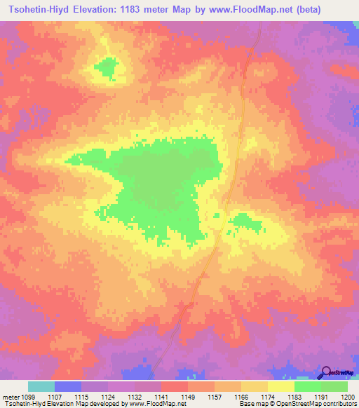 Tsohetin-Hiyd,Mongolia Elevation Map