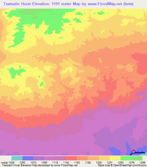 Tsatsaiin Hural,Mongolia Elevation Map
