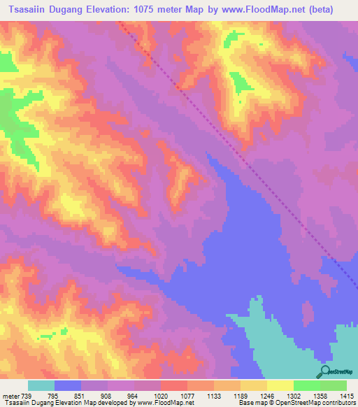 Tsasaiin Dugang,Mongolia Elevation Map