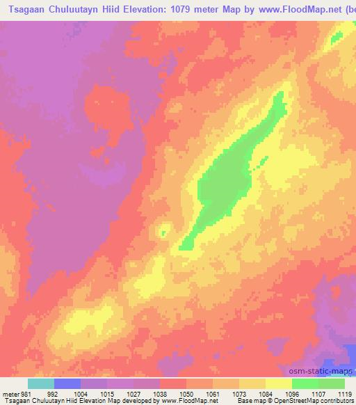 Tsagaan Chuluutayn Hiid,Mongolia Elevation Map