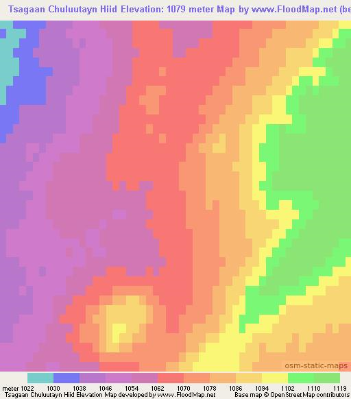 Tsagaan Chuluutayn Hiid,Mongolia Elevation Map